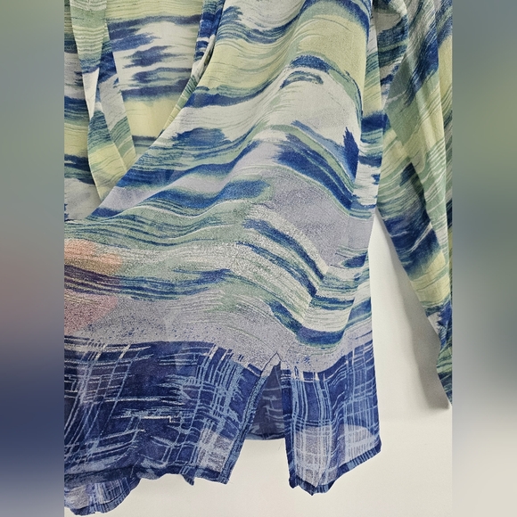 Dons Collection 100% Silk Shirt Size L Blue Long Sleeve - Picture 6 of 15